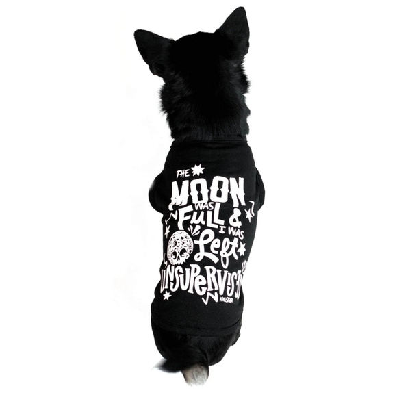 Killstar “Full Moon” Pet Vest Hoodie – Black Jersey Cotton XL w/ Graphic Print - Picture 5 of 10